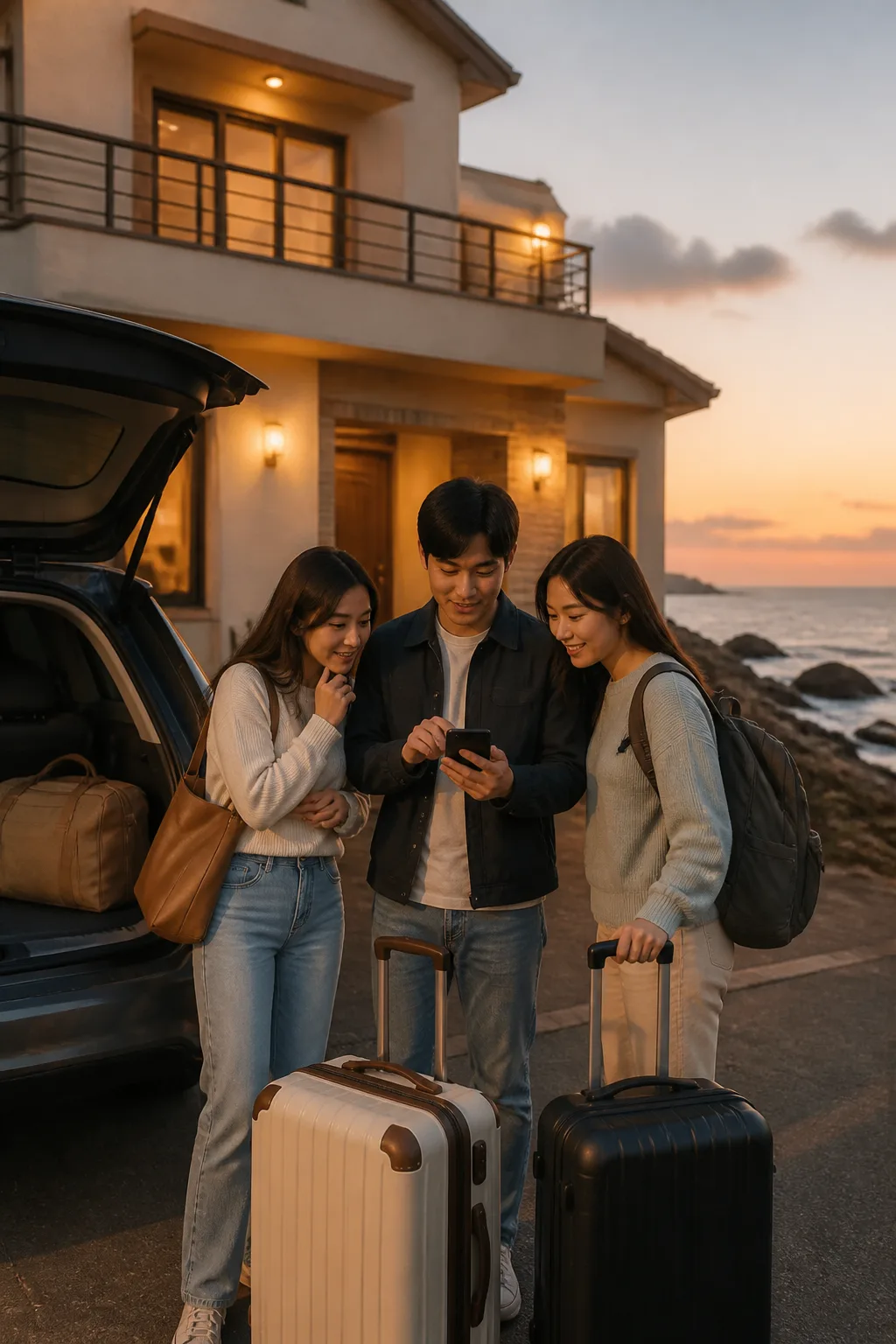 도심과 해안 여행 동선을 확인하며 군산펜션 예약 조건을 비교하는 여행자
